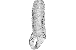 Kutocesy Funda Pene con Anillo Testiculo Antideslizante Juguete Sexual de Silicona Funda Pene Transparente Reutilizable Hombres Alargamiento de Fundas Juguetes Sexuales Parejas (Transparently)