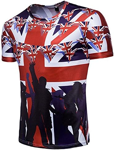 YAKOO Men's and Women's 3D Pattern Printing T-Shirt Short Sleeve Casual Sports Outdoor 2018 World Cup England Football Team Theme T-Shirt,England,2XL