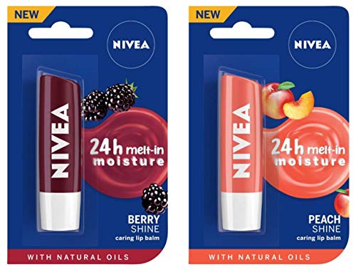 Nivea Lip Care Fruity Shine Brombeer-Lippenbalsam - 4,8 G, Packung Mit 12 Stück