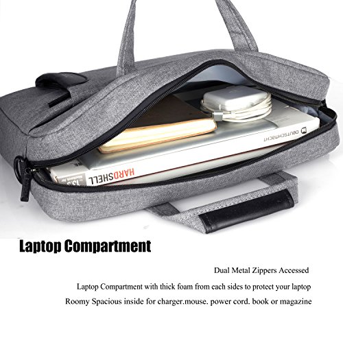 Laptop Tasche, DTBG 15,6 Zoll Nylon Schultertasche Messenger Bag Portable Handtasche Geschäftstermin Aktentasche Laptoptasche für 15-15,6 Zoll Tablet / Ultra-book / Macbook / Chromebook (Grau) - 4