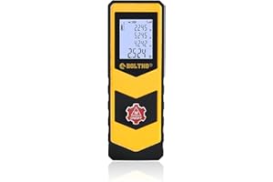 Laser Distance Meter, BOLTHO Laser Measure Laser Measuring Tool Digital Laser Distance Meters with Backlight LCD Display, Measure Distance, Area and Volume, Pythagorean Mode 131Ft/40M (Single Button)