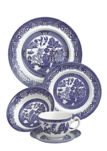 Wood and Sons Willow Blue 20 Piece Dinner Set (4 x Dinner Plate 4 x Side Plate 4 x Bowl 4 x Teacup & Saucer)