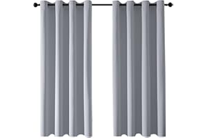 MRTREES Blackout Curtains Bedroom 54 Drop 2 Panels Light Grey Eyelet Thermal Curtain for Living Room Soft Texture Window Treatments for Kids 66x54 Inch 167x137 CM
