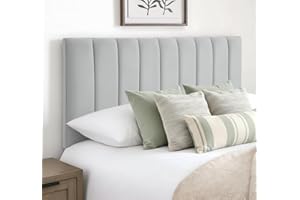 SK Stores Luxury Portland Headboard Elegant design Plush Velvet 20" Divan Bed | Upholstered Padded Headboard for Divan Beds, Bedroom and Hotel Furniture (4Ft 6in Double - Light Silver)