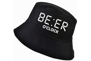 CFCYS Fischerhüte Für Damen,Baumwolle Lustig Bier Oclock Druck Männer Fischer Hüte Cool Sommer Lustig Männer Frauen Eimer Hut Outdoor Panama Angelkappe