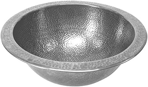 Houzer HW-CLA2RF Hammerwerks Series Classic Round Undermount Copper Lavatory Sink, Pewter