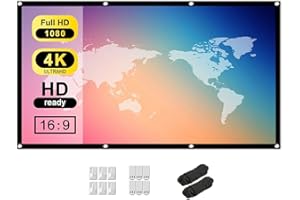 Tiardey Schermo per proiettore HD da 100 Pollici 16: 9 Schermo da Interno per Esterno Portatile Pieghevole Proiettore per Film Schermo per Supporto Home Theater Proiezione su Due Lati