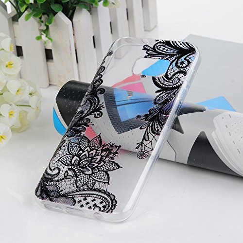 Lanveni Samsung Galaxy S7 Hülle, Handyhülle Galaxy S7 Case Etui Protective Case Cover TPU Silikon Schutzhülle Bumper Handytasche TPU-Bumper Weiche Silikon Case mit Lace Blumen Relief Cover Design + 1 x Stylus Stift + 1 x Staubdichte Stecker + 1 x Schutzfolie - 8