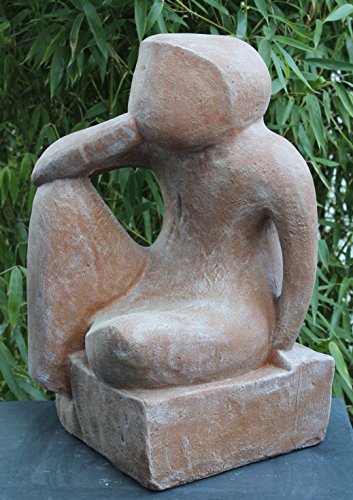 Steinfigur Denker in Terrakotta, abstrakte Deko-Figur für Haus und Garten, moderne Statue als Garten-Figur - 3
