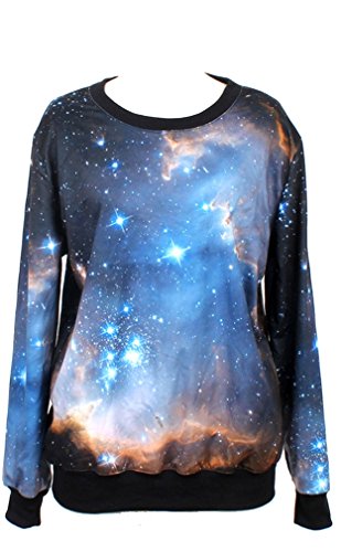 THENICE Women's Digital Print Pullovers Sweatershirts (Galaxy Star)