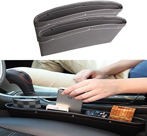 REARAND 2 PCS Leather Car Seat Side Pocket Caddy-Car Seat Side Slit Pocket Storage Organizer Car Interior Accessories Caddy Car Seat Slit Gap Pocket Storage Glove Box Car Seat Pocket