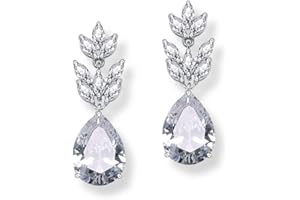 YAZILIND Wedding Bridal Party Cubic Zirconia Marquise Cluster Chandelier Long Dangle Statement Earrings White