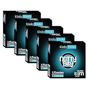 NOTTY BOY SuperSlim Plain Extra Thin Ultra Thin Condom For Men - 15 Count (Pack of 5)