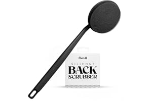 flexii® Silicone Back Scrubber – Premium Extra-Long Handle Back Brush for Shower, Exfoliating Silicone Scrubber, Deep Clean Body Scrubber & Durable Back Brush for Men & Women