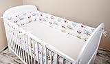 Bettumrandung Nest Kopfschutz Nestchen 420x30cm, 360x30cm, 180×30 cm Bettnestchen Baby Kantenschutz Bettausstattung Eule weiß - 2