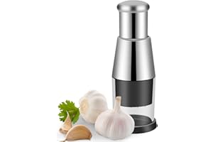 Hachoir à Ail Pressé Cusine, Hachoir à Oignons Multifonction, Presse-ail en Acier Inox, Broyeur à Ail Haché pour Hacher les Légumes Oignons Presse-agrumes