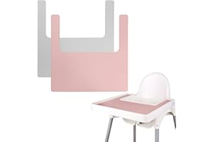 LOMGWUMY Lot de 2 sets de table durables pour chaise haute IKEA, propres et hygiéniques, adaptés pour IKEA Antilop Highchai, pour les tout-petits et les bébés (gris clair/rose)