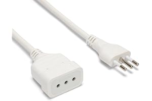 Velamp Prolunga elettrica da 3 metri – Spina e presa piccola (10A) - Ideale per collegare gli apparati domestici – Colore bianco