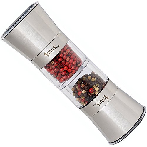 Salz- und Pfeffermühle Set 2-in-1 aus Edelstahl | Keramikmahlwerk | Design Geschenke für Köche und Gourmets