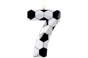 CXRYRZHE Number 7 Candles 7th Birthday Candles Soccer Happy Birthday Candle Premium Wax & 3D Diamond Design Soccer Themed Cake Topper Decorations for Men Boy Birthday Party Anniversary Celebration Supplie