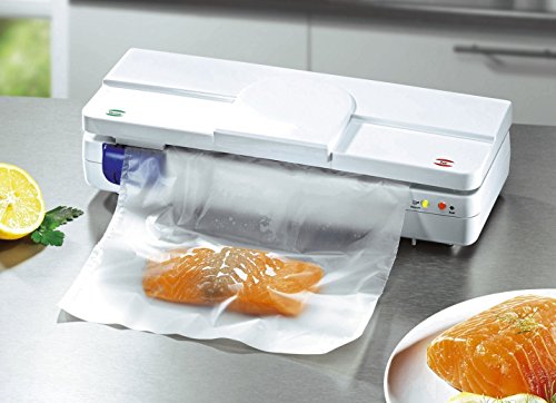 VacuPack Folienschweißgerät / Vakuumierer mit Datumprägestempel, Vakuumiergerät mit 30cm Doppelschweißnaht, inkl. 3m BPA-Freie Folienrolle / Vacuumbeutel, weiss - 2