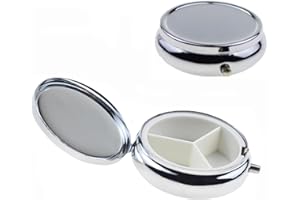 AMZFUK Tablettenbox,Medikamentenbox Mit 3 Fächer, Kleine Bronze Pillendose, Für Um Medikamente Aufzubewahren,Medikamente, Vitamine, Fischöl, Nahrungsergänzungsmittel Usw