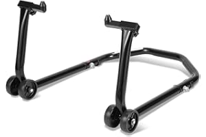 Eulenke Montageständer vorn mit Adapater, Motorradheber für Fast alle Motorräder, sicheres, stabiles Abrollen, Motorrad Ständer bis 300 kg, Montageheber in der Breite verstellbar, Schwarz