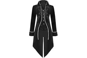LOSSLO Gothic Jacke Herren ,Mittelalter Mantel Herren,Steampunk Jacke Herren Vintage Hoodie Kapuzenjacke Sweatjacke mit Kapuze Punk Mäntel Kapuzenpullover Viktorianischen Fasching Karneval Halloween Kostüm