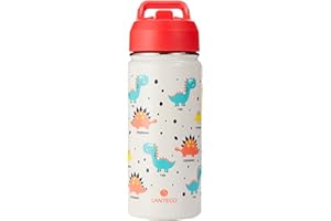 SANTECO Botella de agua para niños con pajita - Vaso isotérmico de 500 ml - Mantiene la temperatura - Diseñado para el colegio, la guardería y el camping - SIN BPA