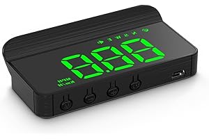 AMROOLOO Car Heads Up Display HUD Windshield Mount Head Up Display Car Window GPS Speedometer Speed Display Suitable for All Cars (1.0) (GREEN)