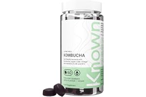 Gummies Délicieux Kombucha Known – Vinaigre de Cidre, Bactéries Amies de l’Intestin & Vitamines B – Saveur Pomme – 60 Gummies Vegan, 1 Mois