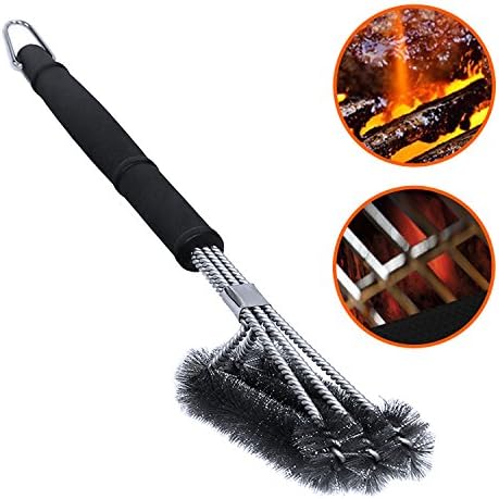 BBQ Grill Brush (3 Brush Heads) - Icesnail Grill Brush Stainless Steel Cleaning Brush Long Handle, 360° Clean Grill Accessories or Grilling Tools