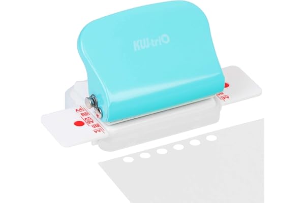Perforateur 6 Trous Perforatrice de Papier Mobile, Trous A4/30, A5/20, B5/26, Perforateur Manuel en Métal Bleu Clair pour Scrapbook, Agenda et Notes
