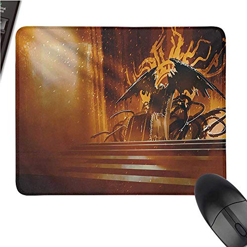 Fantasycomputer Mouse padSinister Dark Fiction Throne with Heraldic Emblem on The Background Gothic ArtBlack Cloth Mousepad 9.8"x11.8"Orange Black