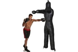 DYK&NX Suspendu Mannequin de Lutte, Judo Grappling Sac de Frappe, entraînement de Frappe, MMA Position Debout Dummy Lutte Arts Martiaux Boxe Karaté Entraînement, Non rempli (Color : B Black, Size : 185cm)