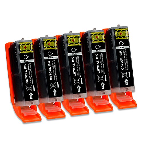5 Druckerpatronen mit Chip und Füllstandsanzeige kompatibel zu Canon PGI-570 (Schwarz breit) passend für Canon Pixma Drucker MG-5700 MG-5750 MG-5751 MG-5752 MG-5753 MG-6800 MG-6850 MG-6851 MG-6852 MG-6853 MG-7700 MG-7750 MG-7751 MG-7752 MG-7753 TS-5000 TS-5050 TS-5051 TS-5053 TS-5055 TS-6000 TS-6050 TS-6051 TS-6052 TS-8000 TS-8050 TS-8051 TS-8052 TS-8053 TS-9000 TS-9050 TS-9055