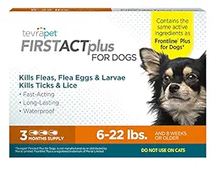 TevraPet FirstAct Plus Flea and Tick Topical for Dogs 6-22 Pounds, 3 Count