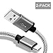 Price comparison product image Samsung Galaxy S9 USB C Cable, Fundro 2-Pack 6FT USB Type C Fast Charging Cable Nylon Braided Cord with Velcro Straps for Samsung Galaxy S9 / S9 Plus / S8 / S8 Plus / Note 8, Pixel 2, Huawei P10 / P20 / P20 Pro, Xiaomi Mix 2 / 2S, Nintendo Switch, Moto Z and More (Silver)