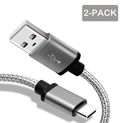  Lot de 2  USB Type C C  ble en Nylon  Fundro 6ft   1 8m USB Type C Rapid C  ble Chargeur pour Samsung Galaxy S9   S9 Plus   S8   S8 Plus   Note 8  Huawei P20   P20 Pro   P10   P10 Plus  Nintendo Switch  Google Pixel   Pixel XL  Moto Z et Plus  Argent 