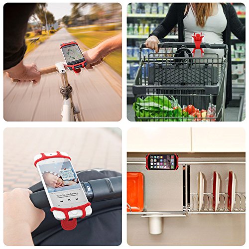 Supporto Bici Smartphone, AFUNTA 2 Packs Silicone Porta Bike Cellulare Mount Installa sul Manubrio per Biciclette il Support per Smartphone 4