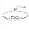 Bling Queen Women's Silver Plated Infinity Symbol Zirconia paved Bracelet