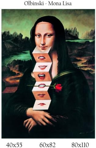 Framework Print in 100% Quality Italy – Olbinski – Mona Lisa Canvas Effect Painted Gift Idea Home Kitchen Bedroom Living Room 60x82
