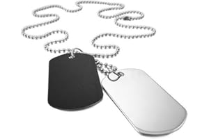 LATRAT LATRAT - Collar con colgante de doble placa para hombre, estilo militar, estilo militar, de acero inoxidable, para hombre y niño, estilo militar