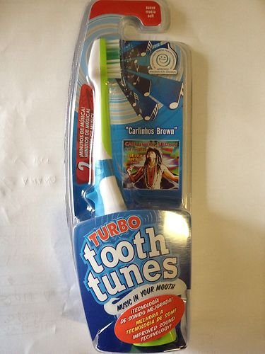 TOOTH TUNES SOFT TOOTH BRUSH GREEN BLUE AND WHITE CARLINHOS BROWN