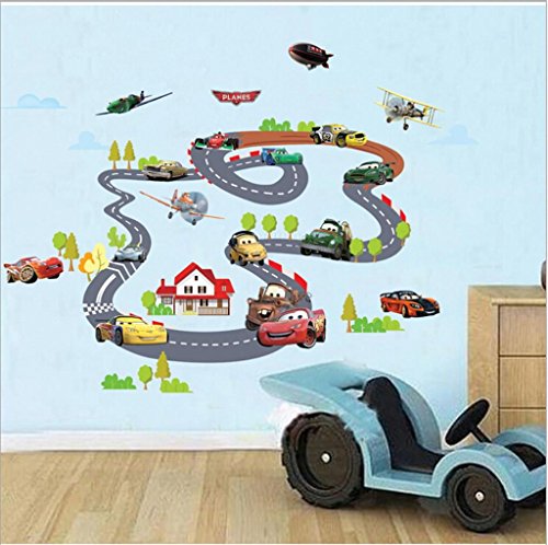 KAMAY'S® Removable Children's Rooms Cartoon Car Track Decor Wall Stickers XY1160