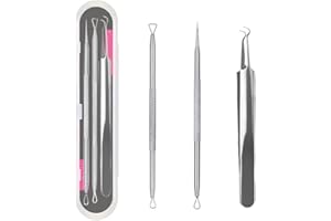 CCLKHY 3 Pcs Punti Neri Strumenti Rimozione, Estrattori per Punti Neri in Acciaio Inossidabile, Blackhead Estrattore Ago Acne con Scatola, per Togli di Comedoni sul Naso o Viso