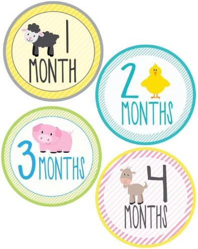 Farm Animal Monthly Onesie - Waterproof and Durable - Includes 1-12 Month Stickers