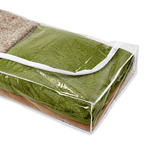 Russel 3 x Aufbewahrungstaschen/Unterbettboxen, transparent mit weißem Rand, L 109 x B 46 x H 15 cm, ideal für Aufbewahrung von Bettdecken, Bettzeug oder Kleidung - 3