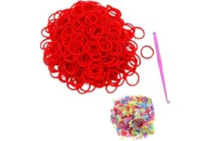 DasKid Loom Bands Refill Pack with Tool and Colorful Connectors Art Craft Refills for DIY Bracelet Making Refill Kit (Red)