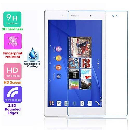 Voguecase® Tempered Glass Hartglas Schutzfolie Explosionsgeschützte Glas Displayschutz Screen Protector für Sony Xperia Z3 Compact Tablet Premium Screen Folie Protector Ultra Hart Displayschutz 0,4mm dünn, 9H *2.5D round edge*